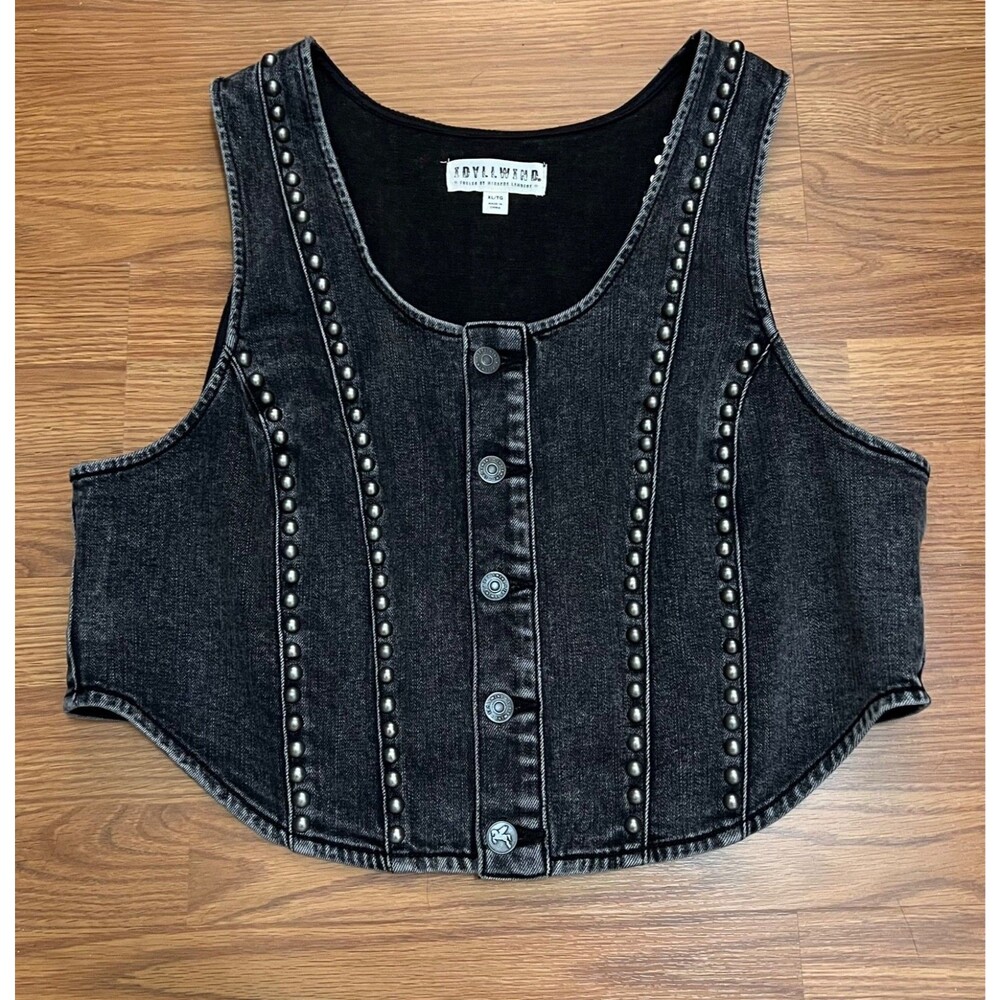 IDYLLWIND Miranda Lambert Black Wash Delrose Drive Studded Denim Vest Western XL